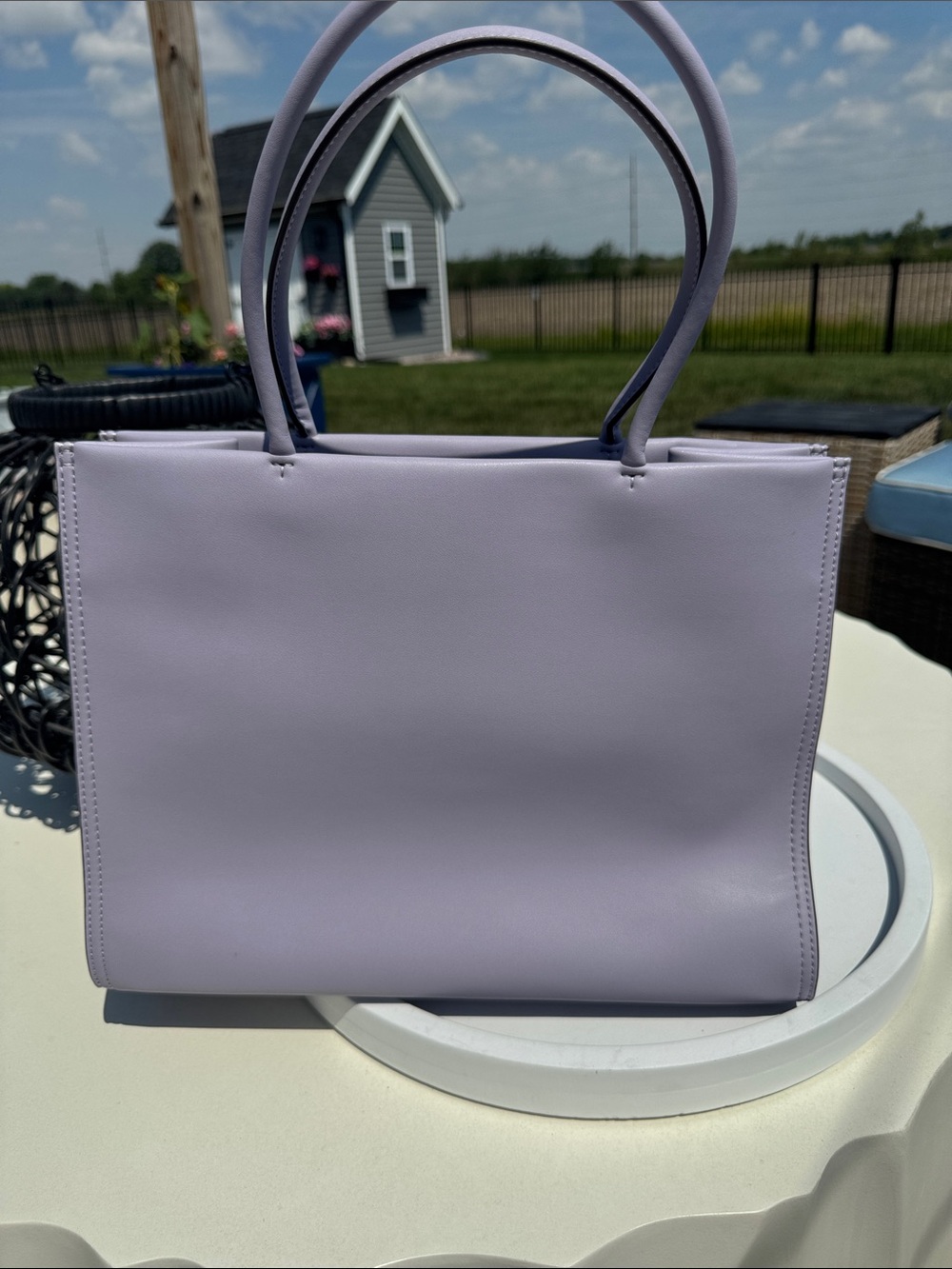 Tory Burch Lavender Leather Logo Tote - Picture 2 of 6